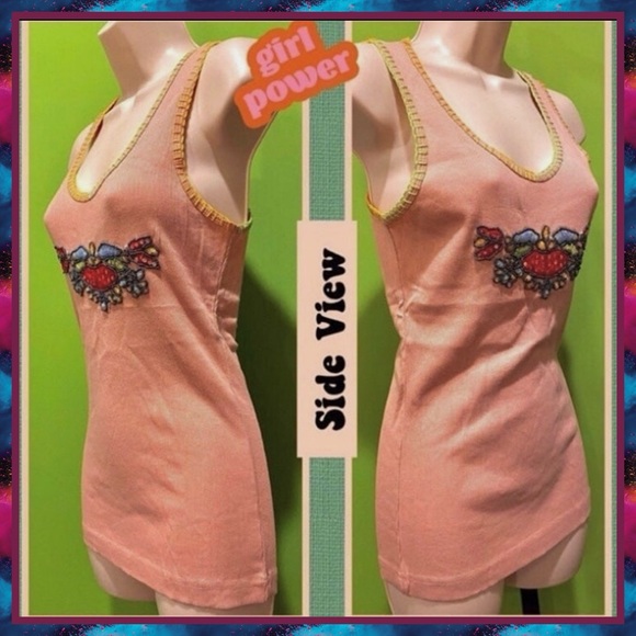 NWT JRS XS RIBBED COTTON TANK TOP EMBELLISHED/SEQUINS/BEADS/YARN - Picture 4 of 14